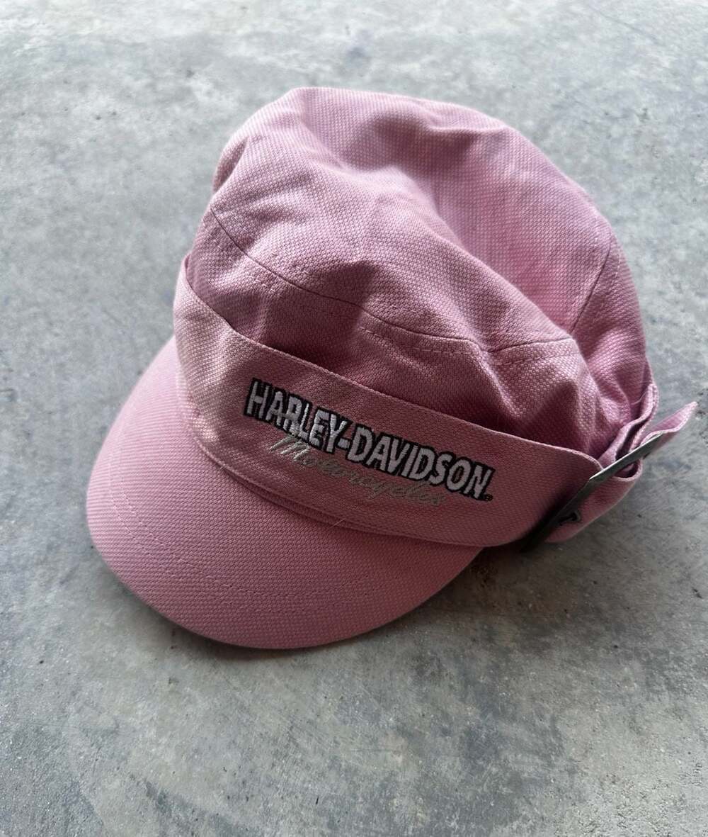 Harley-Davidson Women's Pink Army Cadet Newsboy Cap Hat Adjustable Buckle
